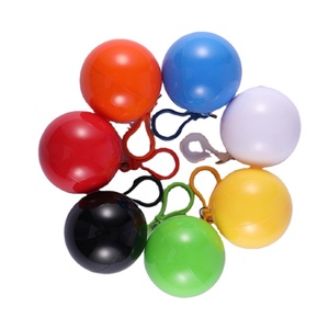 Disposable plastic transparent riding portable keychain PE rain poncho ball with custom logo