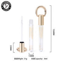 Tube d'emballage pour brillant à lèvres en ABS fin avec fermoir à chaîne, brosse personnalisée, capacité 4 ml, qualité cosmétique, logo personnalisé