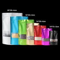 Sachets Doypack en Mylar VMPET aluminisé coloré avec fermeture zip blanche et fenêtre translucide givrée pour l'emballage alimentaire (thé, chips)