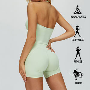 توب رياضي نسائي بحمالة رقبة وظهر مكشوف، ملمس ناعم كالبشرة، سريع الجفاف، مقاوم للصدمات، حمالة صدر رياضية عالية الدعم، مناسب للجري واللياقة البدنية - Product Image 6