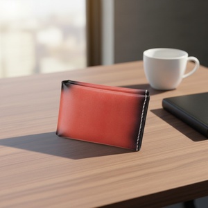 Boshiho Simple Sewing Line Genuine Leather Card <b>Holder</b> Men's <b>Id</b> Card Wallet Classic Genuine Leather Men's Wallet - Product Image 2