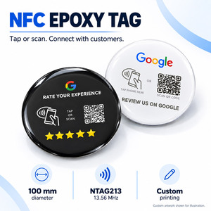 Étiquette NFC circulaire CXJ pour avis Google, carte d'avis Google NTAG213/215/216 en PVC étanche 75MM 13.56MHz pour contrôle d'accès RFID - Product Image 1