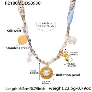 Collar de Moda de Acero Inoxidable con Cadena de Bambú, Piedra de Ojo de Tigre, Perla de Imitación y Corazón, Diseño de Nicho, Joyería de Tela Anudada - Product Image 5