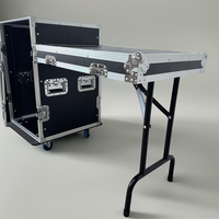 GRC16T 16U Flight case audio roulant avec table de travail escamotable, robuste, pour mixeur, amplificateur et équipement audio professionnel