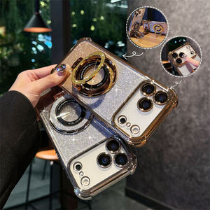 아이폰 17 프로 맥스 17 에어 16 15 14 13 <span class=keywords><strong>12</strong></span> 마그네틱 링 홀더 용 전기도금 4 코너 저항 그라데이션 글리터 전화 케이스 - Product Image 6