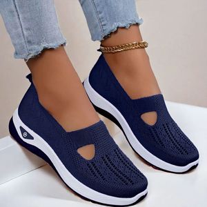 Zapatos deportivos informales de suela suave tejidos para mujer, transpirables, cómodos, ligeros, con malla hueca, zapatos planos de verano - Product Image 2