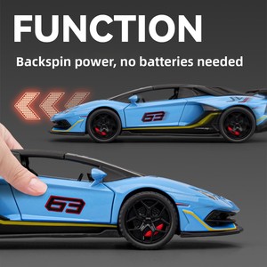 Modelo de Auto Deportivo a Escala 1:32 Estilo <span class=keywords><strong>SVJ63</strong></span>, de Aleación Fundida a Presión, con Sonido, Luces, Retroceso y Techo Desmontable - Product Image 3