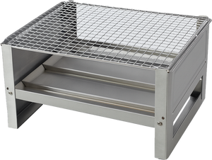 Stainless Steel Charcoal BBQ <b>Grill</b> Portable Outdoor Folding <b>Grill</b> with <b>Mesh</b> Grid and Storage Shelf - Product Image 1