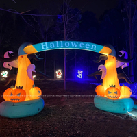 Arche gonflable géante personnalisée pour Halloween, décoration de jardin extérieure avec fantôme, citrouille et arbre, lumières LED, tissu Oxford