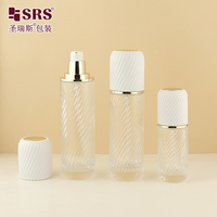 Flacon cosmétique en verre torsadé transparent haut de gamme 40ml 100ml 120ml, flacon vide pour essence, tonique, lotion pour soins de la peau
