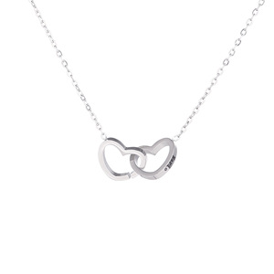 Collar de Acero Inoxidable con Corazón Grabado, Cadena Cruzada Chapada en Oro de 18k, Regalo de San Valentín, Colgante Unisex de Moda - Product Image 5
