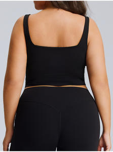 Europe États-Unis Vêtement de sport pour femmes <span class=keywords><strong>grande</strong></span> <span class=keywords><strong>taille</strong></span>, soutien-gorge de <span class=keywords><strong>yoga</strong></span> à maintien élevé, séchage rapide, bretelles croisées, col carré - Product Image 5