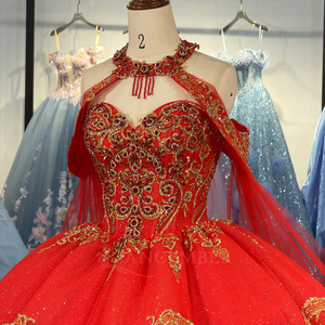 Dy6876 Luxury <b>Red</b> Quinceanera Dresses With Gold Appliques Sweet 15 16 Prom Ball Gowns Jancember - Product Image 6