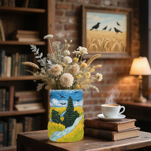 Maceta DE TRIGO inspirada en <span class=keywords><strong>Van</strong></span> <span class=keywords><strong>Gogh</strong></span>, adorno creativo y moderno para exteriores, decoración de resina pintada a mano - Product Image 3