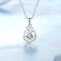 Collier pendentif élégant MN22 en argent sterling 925 avec moissanite 0,5 ct, classique, cygne dansant, étincelant, mignon, bijoux fins pour femmes