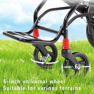 Materiale di trasferimento carbonio sedia a rotelle portatile pieghevole freno integrato con bloccaggio anziani disabili sedia medica da viaggio - Product Image 5