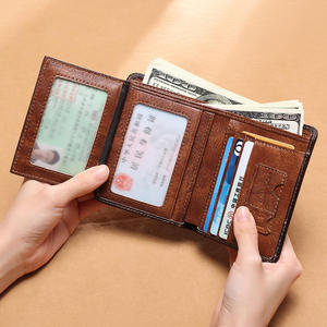 กระเป๋าสตางค์ผู้ชาย Andong Produce RFID หนังวัวแท้ กระเป๋าสตางค์แบบสั้น ใส่บัตรใบขับขี่  กระเป๋าใส่บัตร  กระเป๋าเงินขัดเงา - Product Image 2