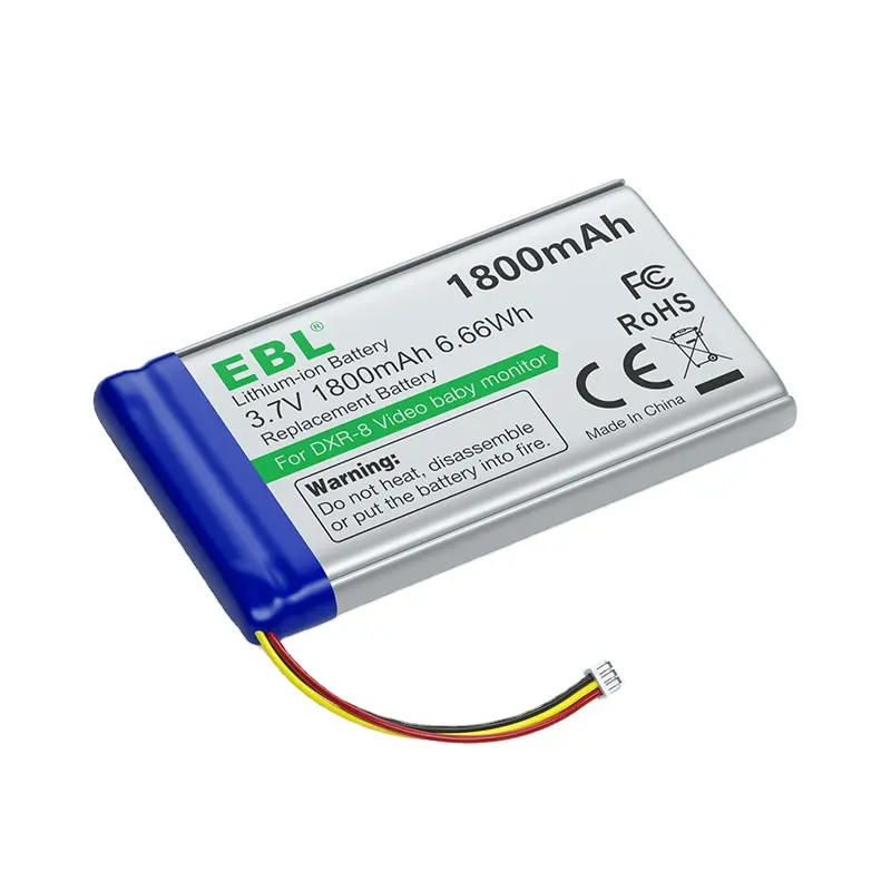 Batterie au lithium-ion rechargeable EBL 3.7v 1800mah pour moniteur de bébé vidéo DXR-8