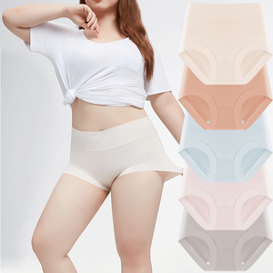 Mutande a Vita Alta in Maglia per Donna <span class=keywords><strong>Taglie</strong></span> Forti, Invisibili, con Controllo Addominale, Elastico in Cotone - Product Image 1