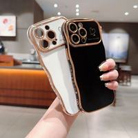Nouvelle Coque de Téléphone Tendance avec Fenêtre Cœur Ondulée Électroplaquée et Protection d'Objectif pour iPhone 18 17 16 15 14 Pro Max