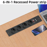 Prise de courant encastrée pour bureau, multiprise dissimulée à montage encastré avec prises CA et USB-A pour mobilier de bureau, hôtel, table de conférence