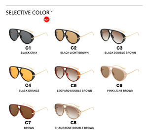 Lunettes de Soleil Surdimensionnées de Luxe pour Femme, Tendance Punk, <span class=keywords><strong>Grand</strong></span> Modè<span class=keywords><strong>le</strong></span> Pilote, UV400, en PC, Double Pont Ajouré, Verres Noirs et Jaunes - Product Image 6