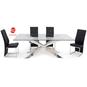 <strong>Super</strong> White Glass Dining Table with Luxury Glass Dining Room <strong>Furniture</strong> on Sale - Product Image 3