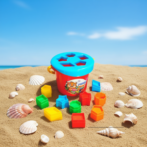 <b>Shape</b> Sorter Bucket 1203 Educational Baby Toddler Toy Plastic Stacking <b>Blocks</b> Sand Play Toy with Mesh Bag - Product Image 2