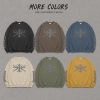 Nouveau T-shirt Homme OEM à Manches Longues, Coupe Ample, Grammage Lourd, Style Vintage, avec Patchs Appliqués Effet Vieilli et Bords Frangés