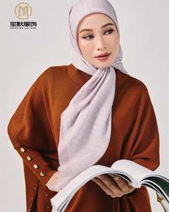 حجاب فوال قطني فاخر مطبوع حسب الطلب وحجاب ماليزي تودونغ باوال وشاح إسلامي - Product Image 2