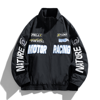 Blouson Bomber Américain Printemps-Automne pour Hommes et Femmes, Coupe Ample, Style Moto, Tendance Couple, Vêtement Baseball Tendance et Sophistiqué