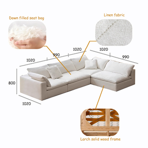 Juego de Sofás Cómodos de Estilo Moderno Muebles de Sala Sofá Seccional Modular en Forma de U con Relleno de Plumón y Tela de Terciopelo - Product Image 3