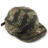 Sombrero de Camuflaje Retro con Diseño de Rayas de Tigre, Visera Plana Corta, Correa Ajustable, Estilo Táctico, Lavado de Algodón, para la Selva