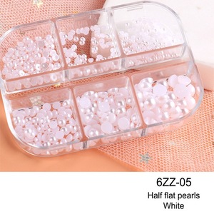 Perles à ongles 3D demi-rondes à 6 grilles, strass à dos plat, décorations en verre diamant, plastique, pour la création de nail art DIY - Product Image 6