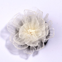 Bunga Organza 9cm dengan Pinggiran Bakar Tangan untuk Hiasan Kepala DIY, Bunga Kain Crepe untuk Aksesoris Sepatu dan Topi