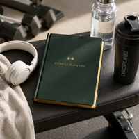 Carnet de suivi d'entraînement LABON personnalisé en cuir végétalien vert foncé – Journal de gym de luxe pour le suivi des progrès et la définition des objectifs