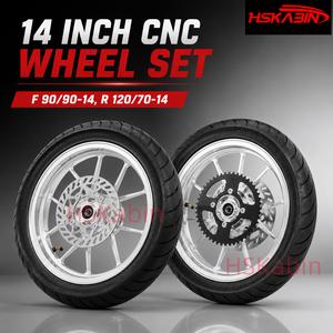 ชุดล้อ CNC ขนาด 14 นิ้ว ยี่ห้อ Kenda สำหรับรถจักรยานยนต์ ยางสำหรับถนน จานเบรค สเตอร์ 90/90-14 120/70-14 อะไหล่ทดแทน Tuttio RTR Yozma Razor X1 - Product Image 1