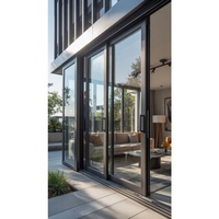 Porte coulissante en aluminium à rupture de pont thermique pour maison résidentielle et commerce, porte patio en verre robuste