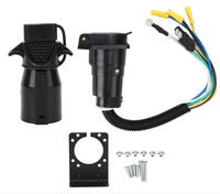 12V Anhängeradapter 7-polige Anhängerbuchse auf 4-poligen Anhängerstecker Kupplungsstecker-Set mit Staubschutz und Halterung