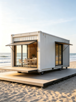 Maison préfabriquée en panneaux sandwich haute résistance, maison mobile personnalisée, maison modulaire portable, design moderne pour chambre en bord de mer, centre commercial