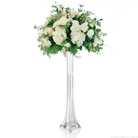 Высококачественные прозрачные стеклянные вазы длиной 24 дюйма для украшения свадебных церемоний, цветочные вазы из страусиных перьев