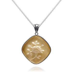 Colgante de mopa dorado con rombos y Gema de plata amarilla, joyería personalizada - Product Image 1