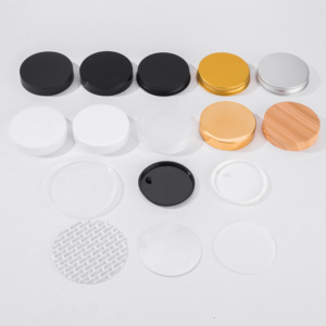 Pots cosmétiques ronds en plastique transparent avec couvercle à vis en PP, capuchon en aluminium blanc, noir, argenté ou doré - Product Image 6