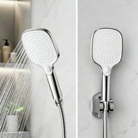 Pommeau de douche à main réglable, plusieurs modes de pulvérisation, surface chromée, trois fonctions, design moderne, facile à installer
