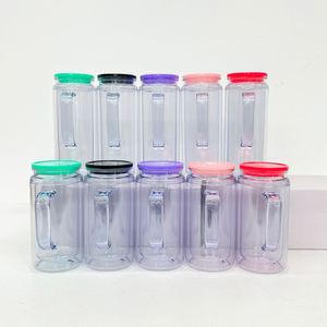 US Warehouse 12oz Double Walled Travel Coffee <b>Plastic</b> Mug <b>Cup</b> with Handle 16oz Multi Color <b>Drinking</b> Glasses Acrylic Kids Tumbler - Product Image 2