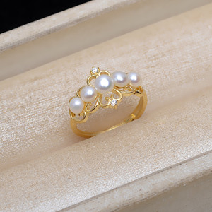 S925 Silver <b>Open</b> <b>Ring</b> Adjustable Flap 5-Bead Pearl Holder 3.5-4mm Pearl Accessories Empty Holder Jewelry Findings Components - Product Image 4