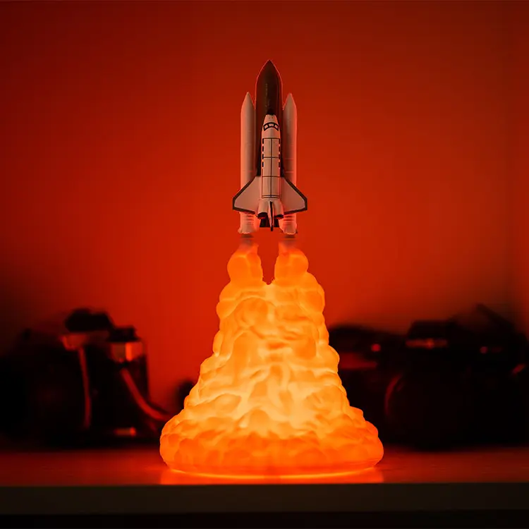 宇宙愛好家のための3DプリントによるLEDスペースシャトルランプ常夜灯ロケットランプ