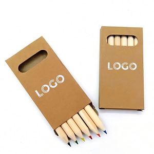 Custom Logo Promotional 3.5 Inch Colored Pencils Mini Color Pencil Set with Wooden Colour Pencils with Kraft Paper Box - Product Image 1