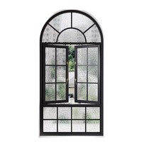 Ventana Francesa Arqueada de Aluminio con Vidrio Aislante, Marco con Rotura de Puente Térmico, Ventanas de Doble Acristalamiento Antirrobo para Casas