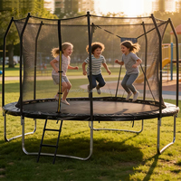 Trampoline d'extérieur Zoshine Premium durable avec filet de sécurité et toboggan pour enfants et adultes, idéal pour les loisirs et l'exercice dans le jardin.